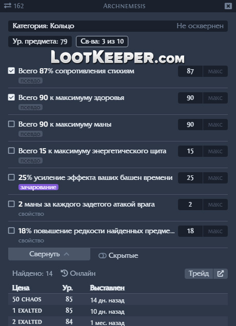 Определение стоимости редкого кольца с крафтом
